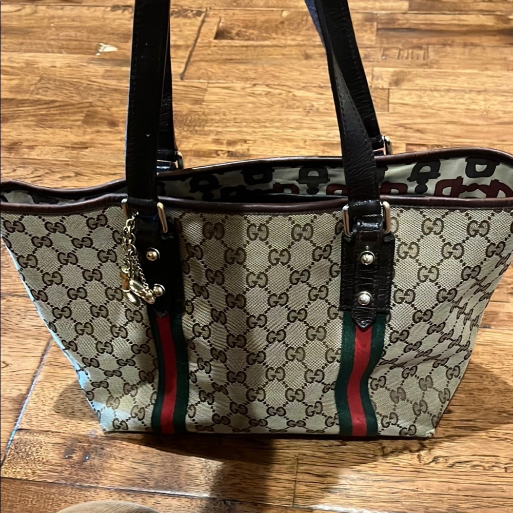 Gucci Beige Monogram Tote Bag